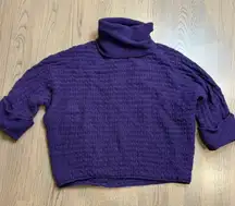 Classiques Entier Purple Textured Knit Turtleneck Sweater Size S/M Angora Blend