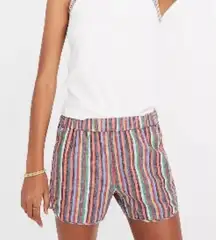 Madewell Rainbow Multicolored Striped Linen Blend Pull On Shorts Sz XXS