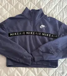 Nike Womens Size XS Sweater Blue Crop Top Sweatshirt Cropped 1/4 Zip Pullover