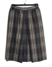 Vtg tica ladies plaid checkered modest wool skirt size 8