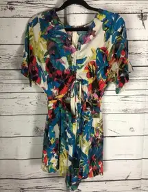Rachel Roy Womens Floral Blue open back Romper Jumpsuit size 4