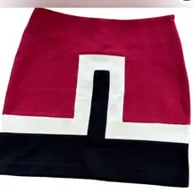 Color block Red, Black, and White Women's Skirt sz6 retro 70’s