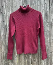 Ribbed Long Sleeve Turtleneck Sweater in Chilled Wine - Size Medium NWT