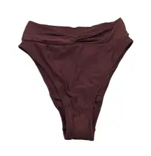 Aerie Womens High Cut Cheeky Bikini Swim Bottom Maroon Burgundy Size M