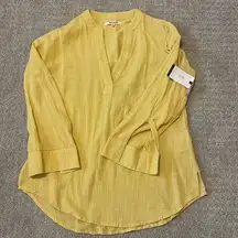NWT- Ripcurl Mustard Yellow V-Neck Classic Long Sleeve Surf Shirt Tunic