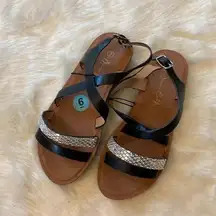 Black & Silver Rhinestone Sandals