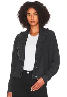 Ann Taylor Black Wool Blend Cropped Blazer‎ With Lace & Ruffles Size 8