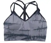 Zella Body Womens Medium Gray Tie-Dye Racerback Adjustable Seamless Sports Bra