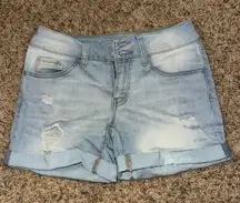 Light Washed Ripped Jean Shorts