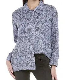 CALME Johnny Was Double Pocket Shacket Button Down Shirt Blue Size‎ Medium New