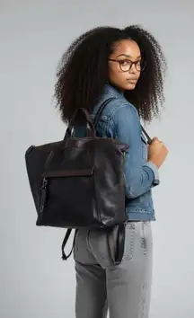 Free People Joey Distressed Convertible Backpack Dark Brown