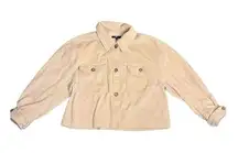 7 For All Mankind  Cotton Corduroy Crop Jacket Beige Button Down Size Large