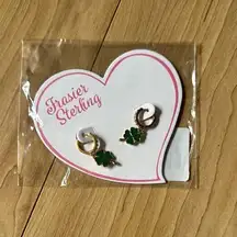 Gold and Green Clover Earrings