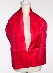 Vintage Red Satin Striped Scarf Rectangle Silky Sheer