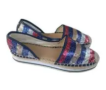 Tommy Hilfiger Carliss2 Platform Espadrille Flats size 9.5 sequins shine