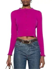 NWT Ulla Johnson Jana Cashmere Ruffle Cardigan in Thistle MEDIUM