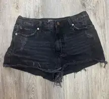 BDG Urban Outfitters Girlfriend High Rise Black Distressed Jean Shorts Size 28