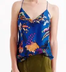 NEW J. Crew Silk Floral V Neck Tank Top Pullover Blue Green Pink Orange Size 0