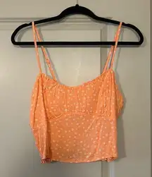 Orange Floral Crop Tank Top