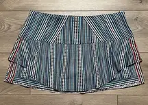 Lucky In Love Striped Ruffle Tennis Skirt Skort Blue White Size XL