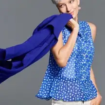 Cabi Electric‎ Blouse #5530 Small Blue White