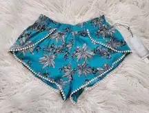 ▫️Teal Palm Tree Print Flowy Shorts by Iris Basic, Women’s Medium [NWT]