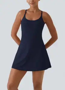 NWT HALARA Navy Blue athletic Sleeveless Dress. Easy peasy. Pocket size S