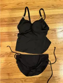 Lands End Two Piece Tankini Set Brown Size 10 Gold Accent