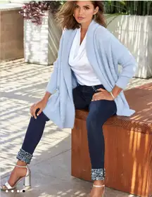 Boston Proper Light Blue Fuzzy Sweater. Size M/L