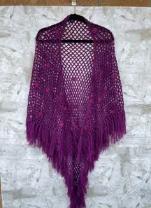Vintage y2k Betsey Johnson
Purple Triangle Knit / Crochet Scarf / Shawl