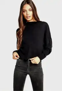 Chaser Gauzy Cotton Funnel Neck Drop Shoulder Dolman Tee Light Pink  S