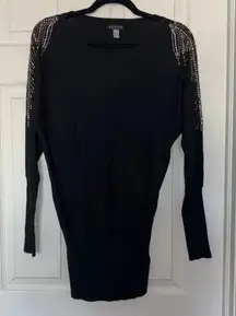 Venus Rhinestone Embellished Sweater Black Silver Size XS