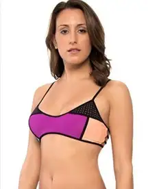 Body Glove  Women's Bikini Top, Mangolia Swim Top Tie-Back-D Cup Color Block