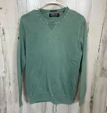 SUPERDRY JPn Crewneck Size XL Faded Green Premium Dyed Ribbed Hem Pullover
