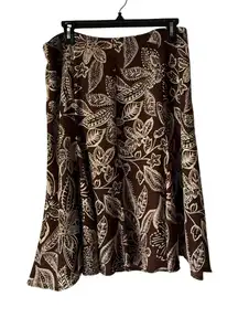 Vintage Y2K‎ Dressbarn Brown Floral A-Line Skirt Size 12 Boho Midi Cottagecore