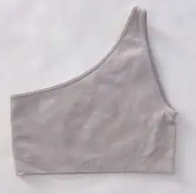 SET ACTIVE x OUAI Limited Edition Taupe One Shoulder Rib Sports Bra Small