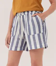 PACT Organic The Harbour Bermuda Short Hemp Blend Striped Shorts Women's Medium