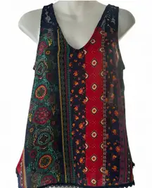 Belle Du Jour Blue Floral sleeveless blouse