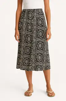 Abercrombie & Fitch White Black Geometric Elastic Midi Skirt Womens Size Small S