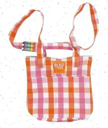 Big Bud Press Zip Top Tote Checked Gingham Pink Orange White Spring Summer Bag