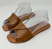 ASOS Brown Leather Slide Sandal, GUC, Size 5, MSRP $79