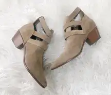 Yves Saint Laurent Sigaro Tan Suede Rock Triple Strap 40mm Bootie 36.5