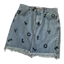 Current/Elliott Anthropologie Love Letters Blue and Black Denim Skirt Women’s 26