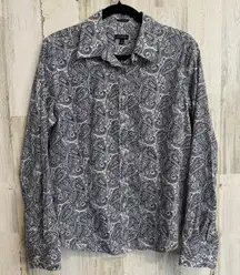 Talbots Women's Size 12 Wrinkle Resistant Paisley Print Button Down Western Boho