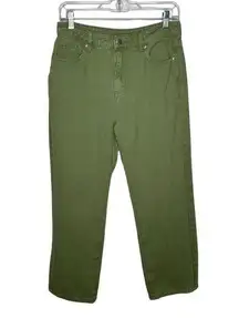 SheIn  Womens Green Cotton Polyester Five Pocket Belt Loop Button Pants Petite M