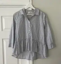 Birds of Paradis By Trovata Striped Peplum Blouse NEW