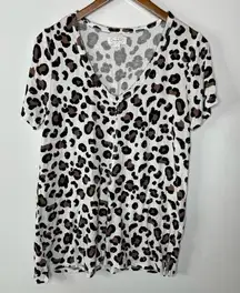 Mudpie Leopard Print V-Neck Top Small