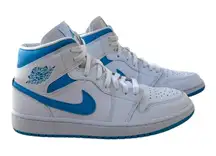 Air Jordan 1 Mid UNC Women's 7.5 EUC White Carolina Blue BQ6472-114 AJ1 Sneaker
