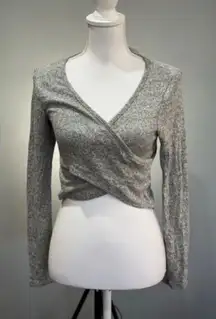 CLEARANCE! Gray Boutique Wrap Crop Sweater Size S NWT