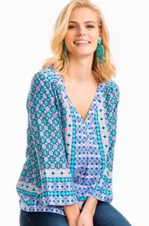Southern Tide Evelyn Top - Tropical‎ Palm Green Size XL